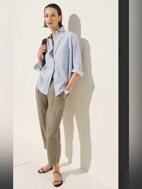 AYR The Bam Baby Barrel Leg  in Desert Cities 100% Irish Linen Twill